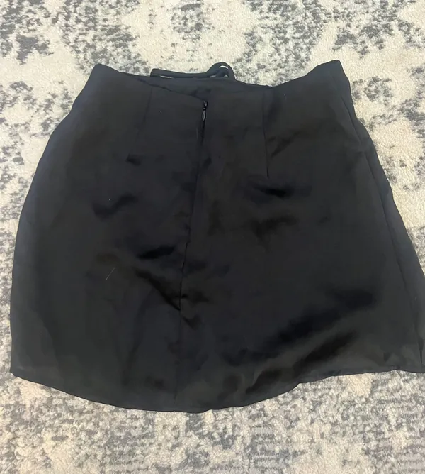 Forever21 Satin Lace Up Skirt Black - Image 3