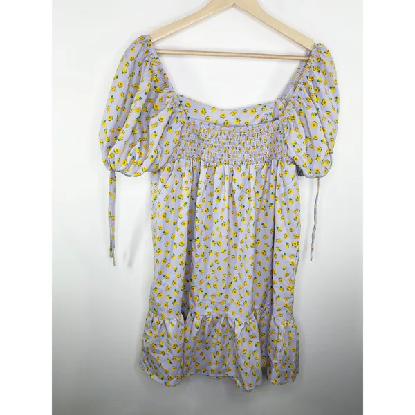Shein X Womens Purple Sunflower Babydoll‎ Mini Dress Size S Sweetheart Sundress - Image 2