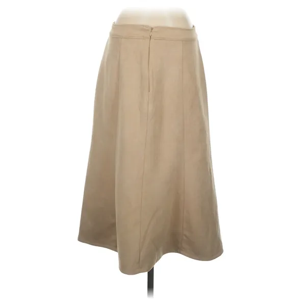 Elie Tahari Faux Suede Skirt Women 4 Tan Quiet Luxury Minimalist - Image 2
