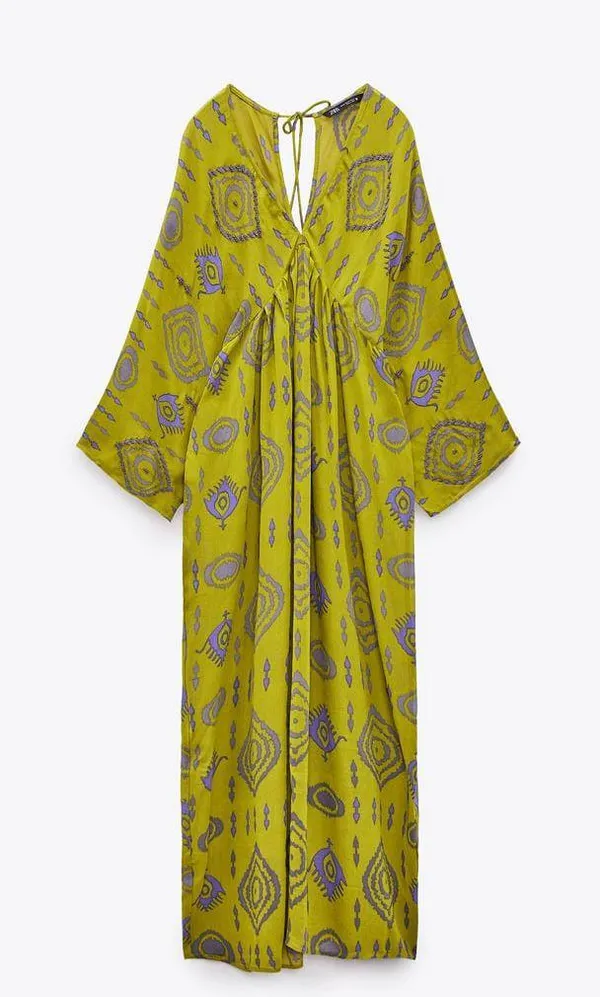 ZARA Dress kaftan kimono midi maxi bohemian oversize beads prints summer - Image 2
