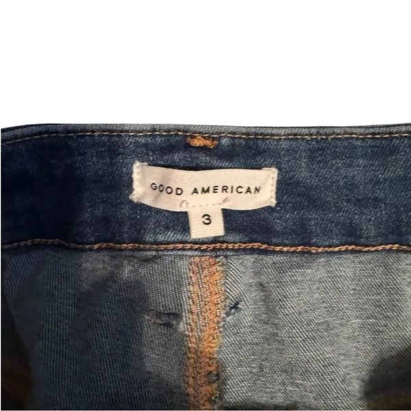 $98 Good American GA 3 (large) power stretch pull on slight flare jeans GLS478T - Image 10