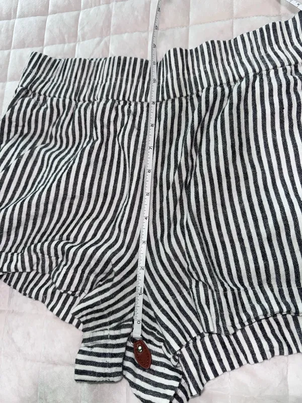A New Day Linen Striped Elastic-Waist Women’s Shorts - Black & White - Image 7