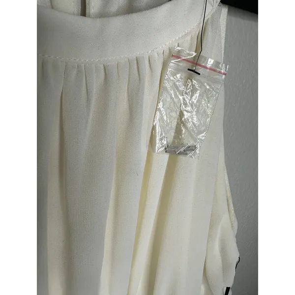NEW Lulus Dress Womens XL White Sleeveless Silver Waist Embellished Party Formal - Image 4
