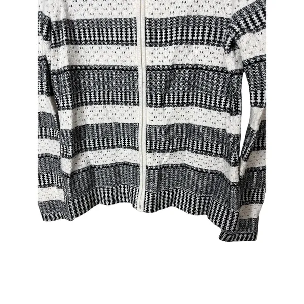 Talbots Cardigan Sweater Womens Small‎ Black White Striped Zip Up Knit - Image 3