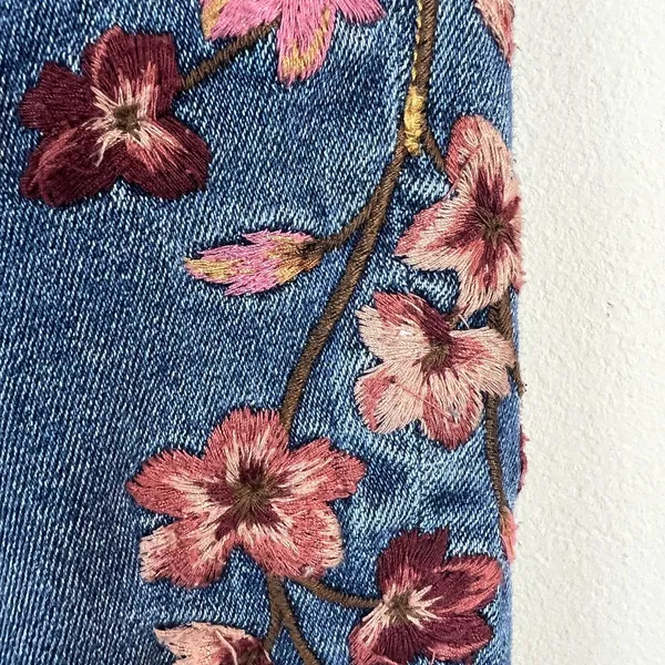 Driftwood Jackie Floral Embroidered High Rise Skinny Jeans‎ Womens 28 Blue Ankle - Image 8