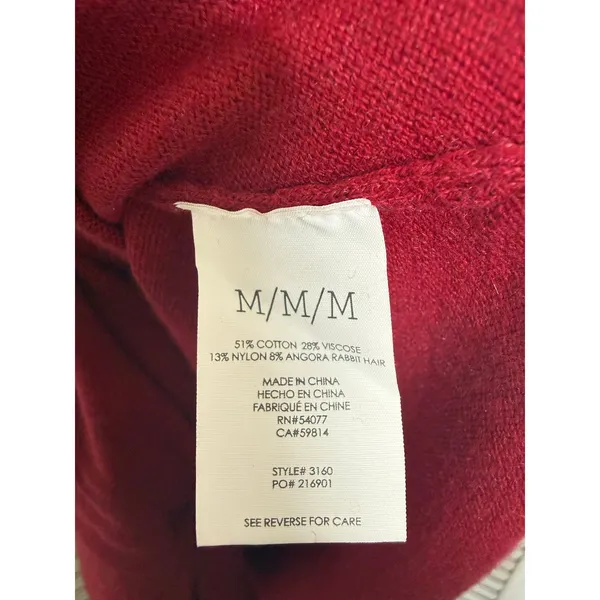 CABI Women's Medium Ballet Wrap Cardigan Sweater Red Cotton Angora Rabbit Hair - Image 13