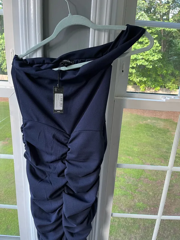 Pretty Little Thing Navy One Shoulder Midaxi Dress - Image 6