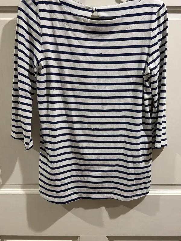 Lilly Pulitzer Navy and White Striped Long Sleeve Boatneck Top Size small - Image 2