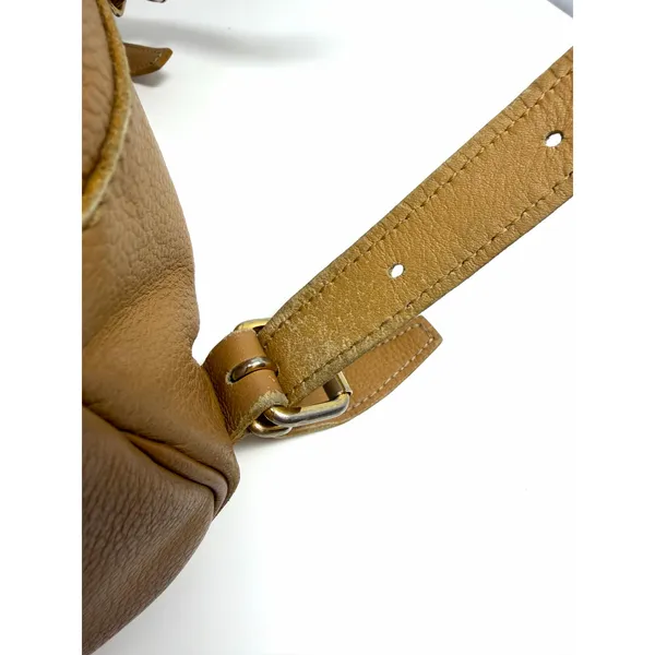 LONGCHAMP Leather‎ Backpack Beige Logo Vintage Bag Rucksack Rare Khaki Brown - Image 7