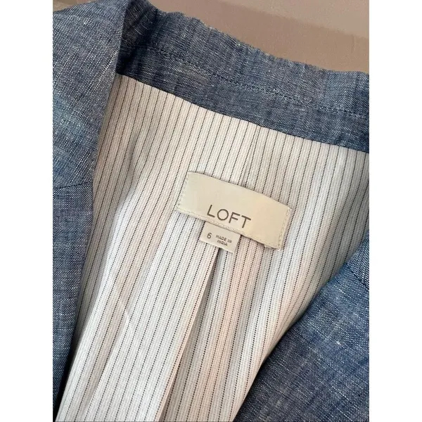 Loft denim chambray single button mid length blazer size 6 - Image 7