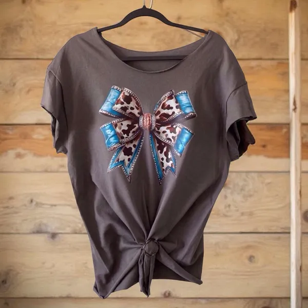 Cowgirl Bow Graphic Tee | Grey – WesternChic handmade - Image 2