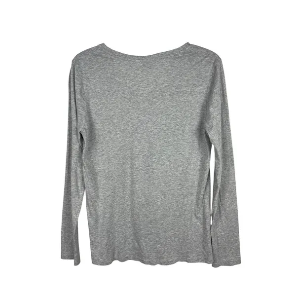 Ralph Lauren Sport Gray Cotton V Neck Long Sleeve T-Shirt L Preppy Pony Logo Y2K - Image 2