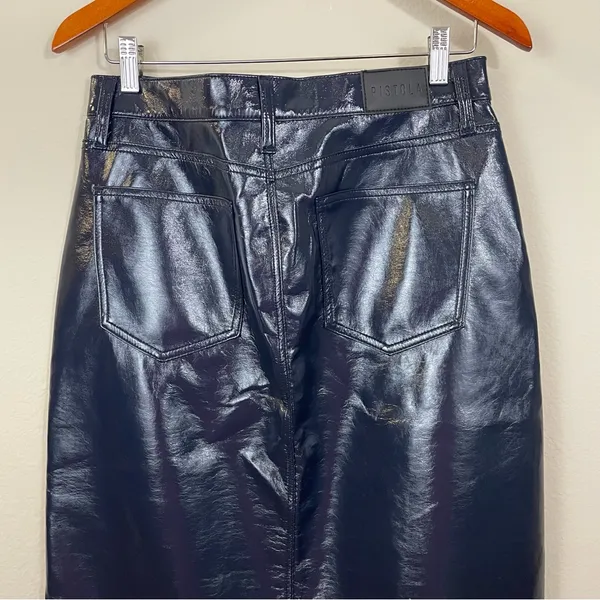 Pistola‎ Alice Utility Midi Skirt in Navy Vinyl Size 29 - Image 11
