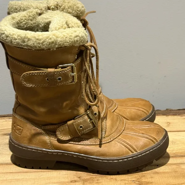 Sperry Saltwater‎ Leather Duck Boot Faux Fur Cuff Size 7 A38 - Image 7
