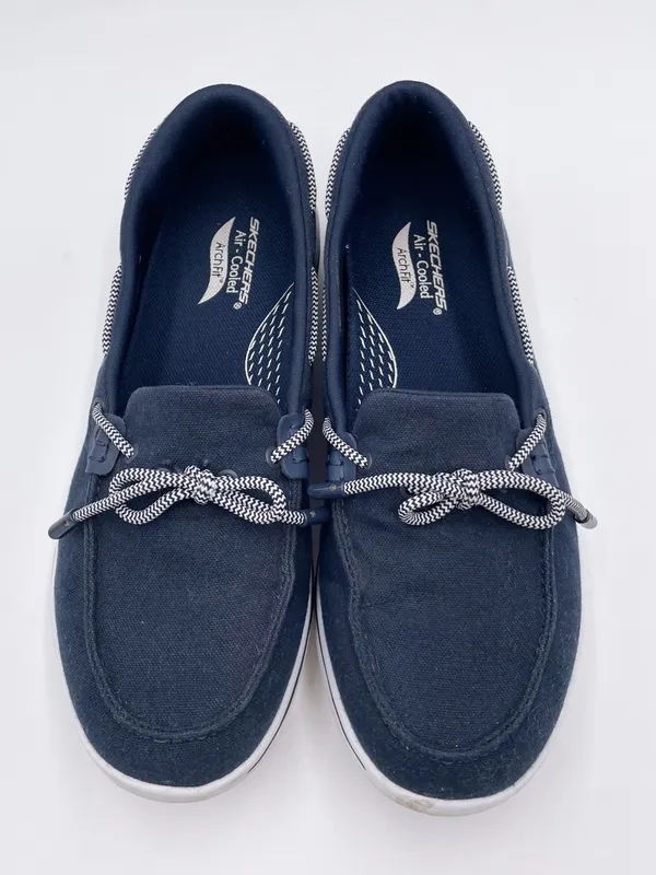Skechers Women's Arch Fit Uplift Casual Loafers Boat Shoes Size 8 Navy White - Image 5