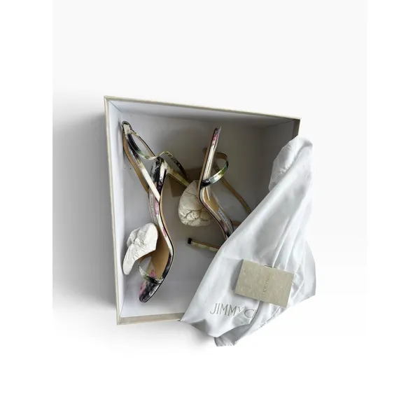 Jimmy Choo Minny 85 Sandals 38 Tie Dye Oasis Fabric Strappy Heels Box Dust Bag - Image 3