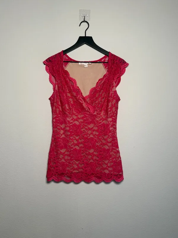 Y2K Romantic coquette pink lace top - Image 3