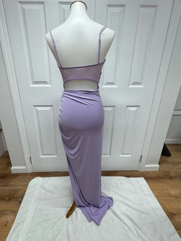 Lucy in the Sky- Rhinestone Strap Maxi Dress in Lilac -Size S- NEW Without Tags. - Image 5