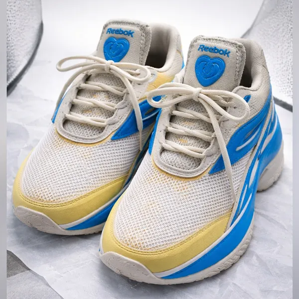 Reebok Women's Cream, Blue & Yellow Low-Top Sneakers - Image 3