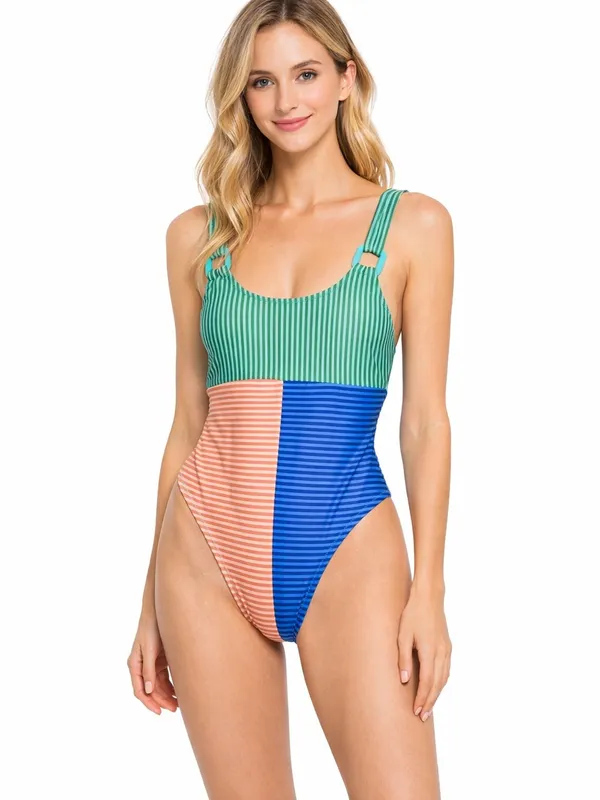 Aerie Color Block Stripe Cheekiest One Piece Swimsuit XS NWT - Image 5
