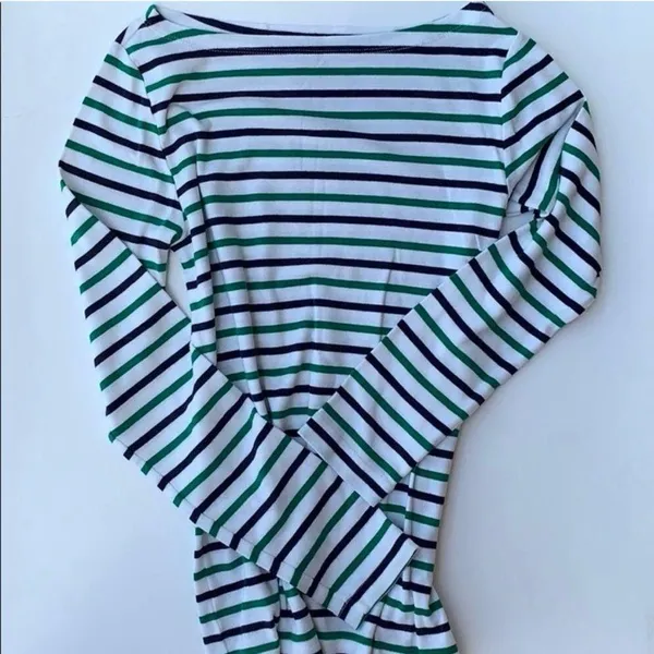 GAP Striped Long Sleeve Top in Blue Green & White - Image 2