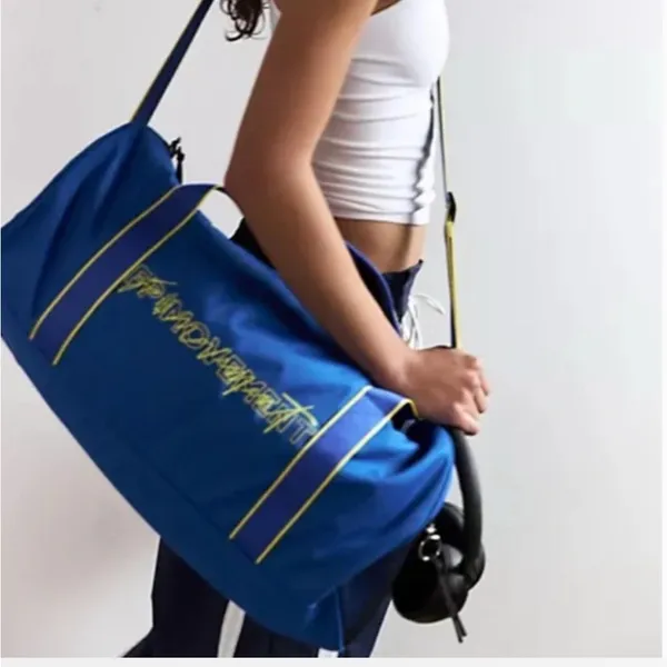 Free People Blue and Yellow Travel Bag Good Sport Duffle Bag Gym - Image 2