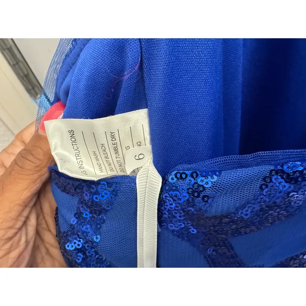 Ryanth Royal Blue Sequin‎ Open Back Maxi Dress V-Neck Slit Size 6 NWT - Image 6