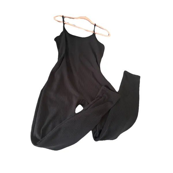 Roma Concept Womens‎ Black Ribbed Cami Jumpsuit Size 1X Stretch Sleeveless Lounge - Image 5