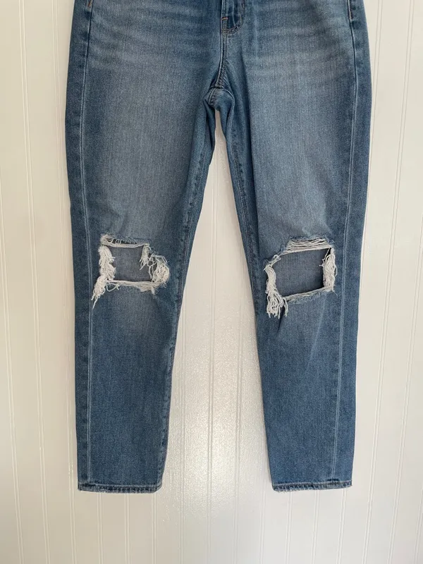 AMERICAN EAGLE AE Ripped Mom Jean Distressed High Rise Size 4 - Image 5