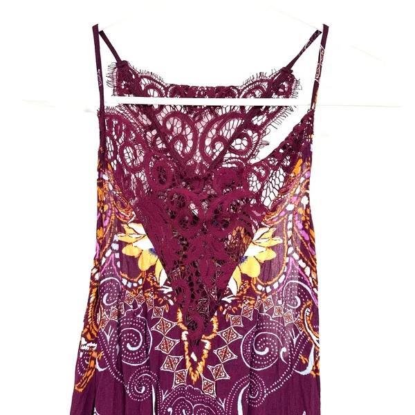 Intimately Free People Size XS Sleeveless Slip Dress Purple‎ Lace Floral Print - Image 3