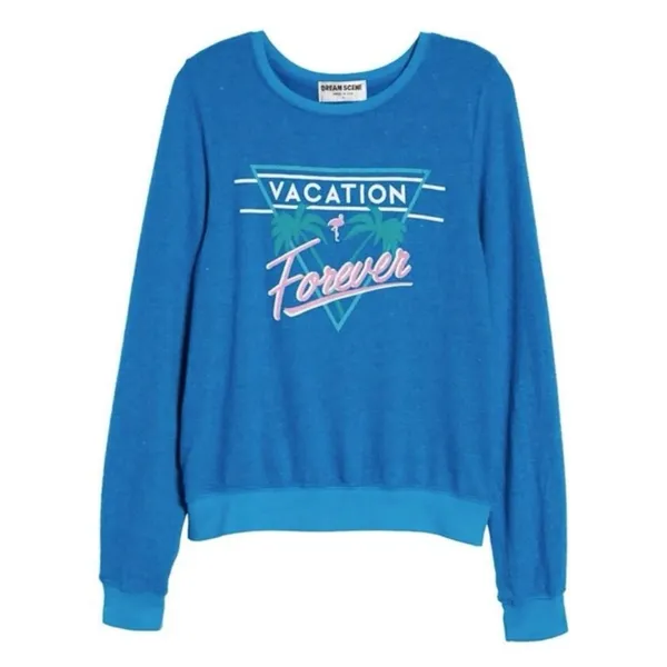 Dream‎ Scene by Wildfox Vacation Forever Relaxed Fit Sweatshirt Blue Size XL - Image 3