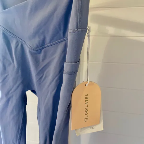 BLOGILATES Women's High Waist V Waistband Leggings With Pockets Blue XS‎ - Image 3