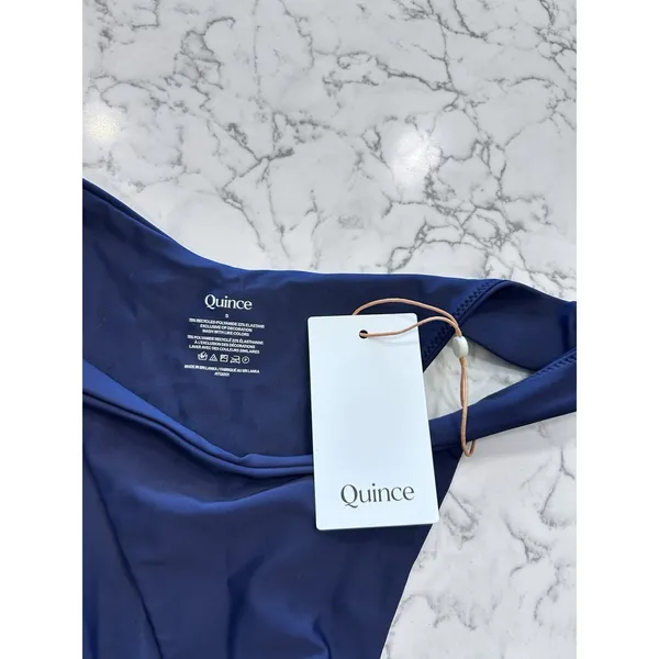 NWT Quince Deep Navy High Rise High Leg Dipped Bikini Bottoms Size Small - Image 3