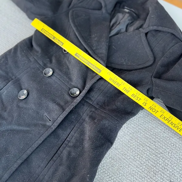 London Fog Black Wool Blend Short Pea Coat Dress Jacket Size Medium - Image 8