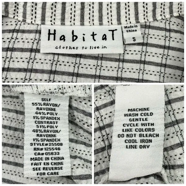 Habitat Clothes To Live In Shirt S Crinkle Crepe Top‎ Asymmetrical Lagenlook - Image 7