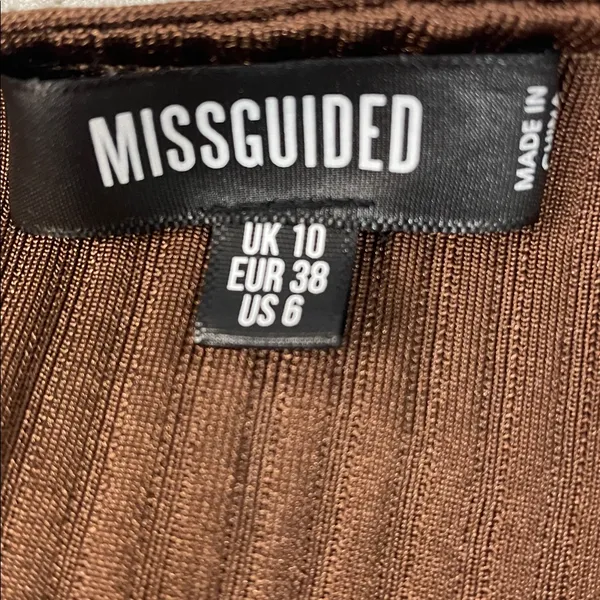 Missguided Rich Brown Ribbed Bodycon Midi Dress - Image 4
