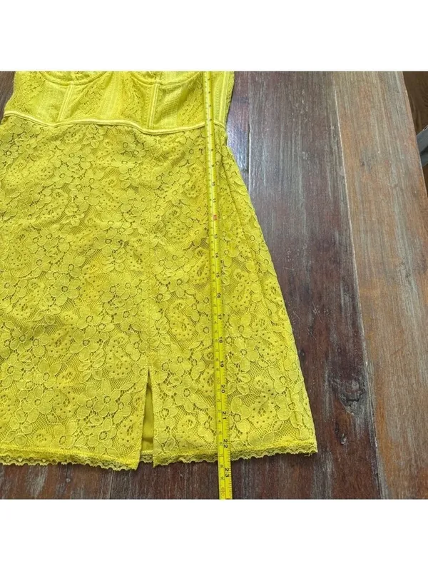 Urban Outfitters Layla Lace Mini Dress Yellow Floral Medium - Image 6