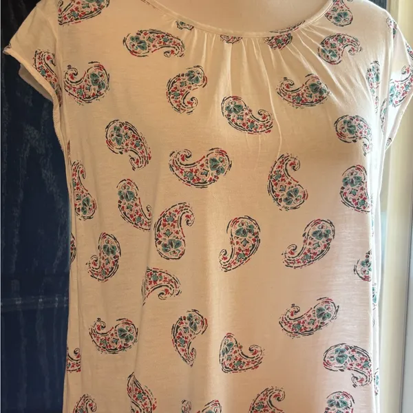 LOFT Paisley Cap-Sleeve Top Lightweight size Large - Image 2
