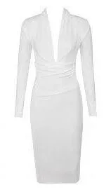 House Of CB FRANCESCA WHITE DRAPED BANDAGE DRESS - Image 9