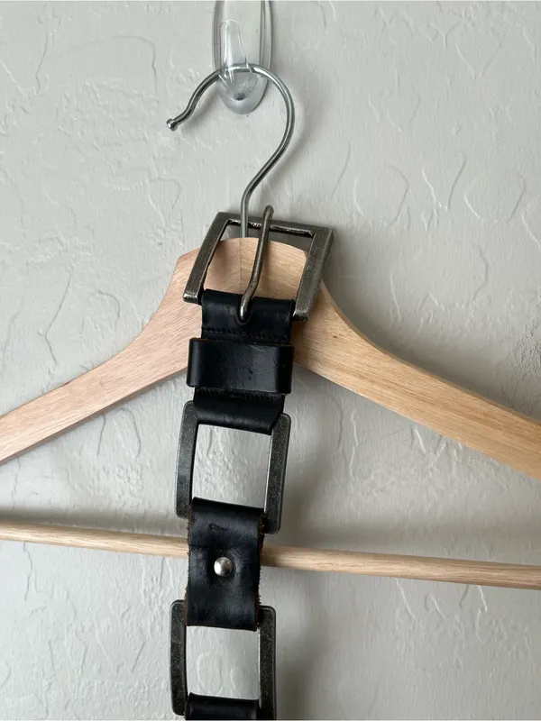 Vintage Y2K Leather Metal Chainlink Grunge Eclectic Belt Black Medium - Image 4