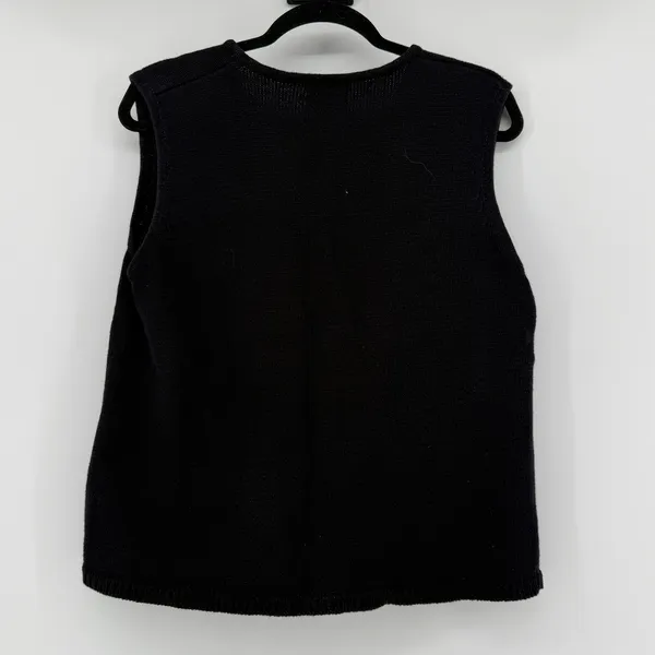 Southern Lady Vintage Black Bird Embroidered Knit Sweater Vest Size M Cardinal‎ - Image 8