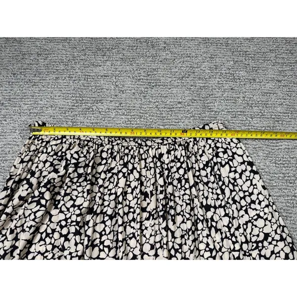 Tahari Womens Black Cream Abstract‎ Floral Elastic Waist Midi A-Line Skirt Large - Image 7