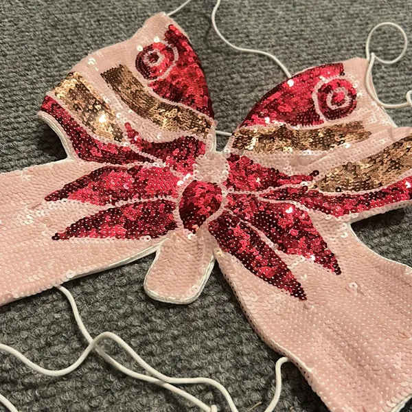 Non Signe Pink‎ Sequenced Butterfly Tie Up Top Pink Size XS - Image 2