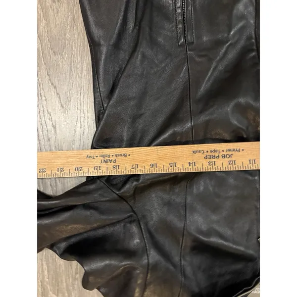 Valerie Stevens Black Lamb Leather Jacket Womens Medium Zip Front Mock Neck Coat - Image 5