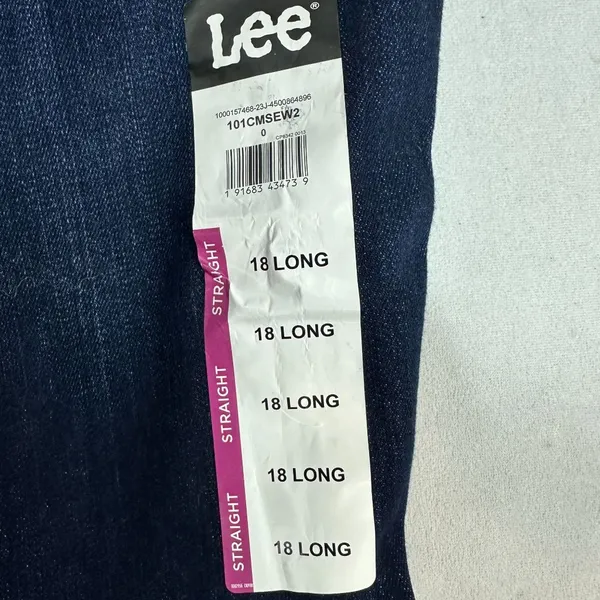 Lee Womens Straight Mid Rise Jeans Size 18 Long Dark Blue Cotton Blend Denim - Image 3