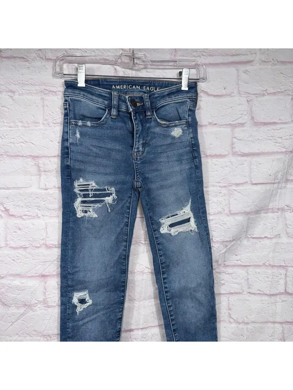 American Eagle Women’s Hi-Rise Jegging Jeans Size 000 Short Distressed Stretch - Image 2