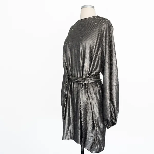 Anine Bing. Angie Sequin‎ Belted Mini Dress In Sequins. - Image 5
