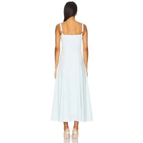 SNDYS Alessia Drop Waist Midi Dress Baby Blue Gathered Bust XS - Image 2