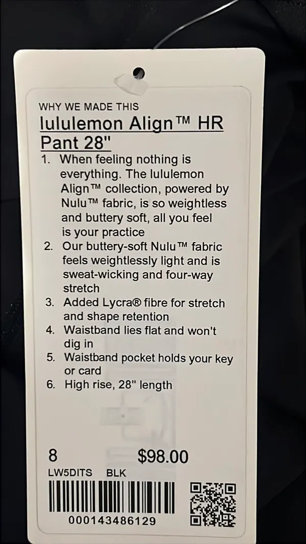 Align HR Lululemon 28" Black - Image 3