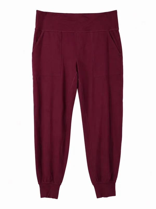 Lululemon Womens Size 8 Burgundy Jogger Pants Stretch Athletic Lounge Pockets - Image 3